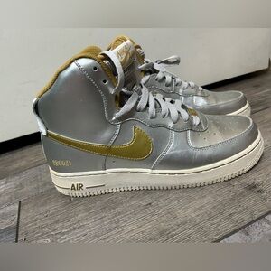 NIKE Custom Mid Air Force 1’s Metallic Silver & Gold - Nikeid